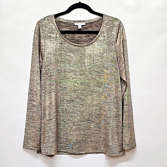 Dress Barn Tops - Westport by Dressbarn metallic taupe gold tee